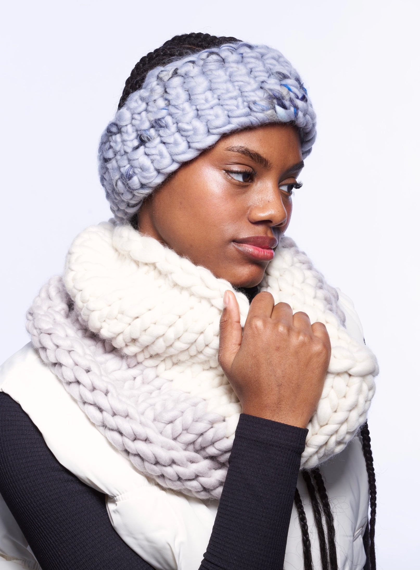 pewter and white large snood – Mischa Lampert
