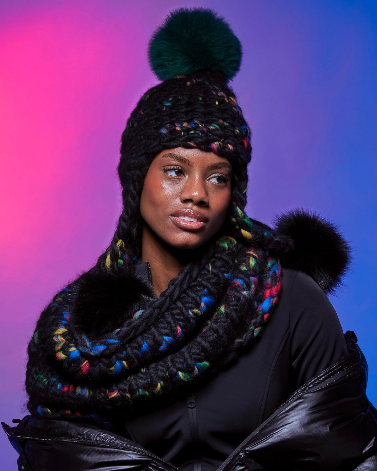 dark lego triple trouble • green xl + black reg poms – Mischa Lampert