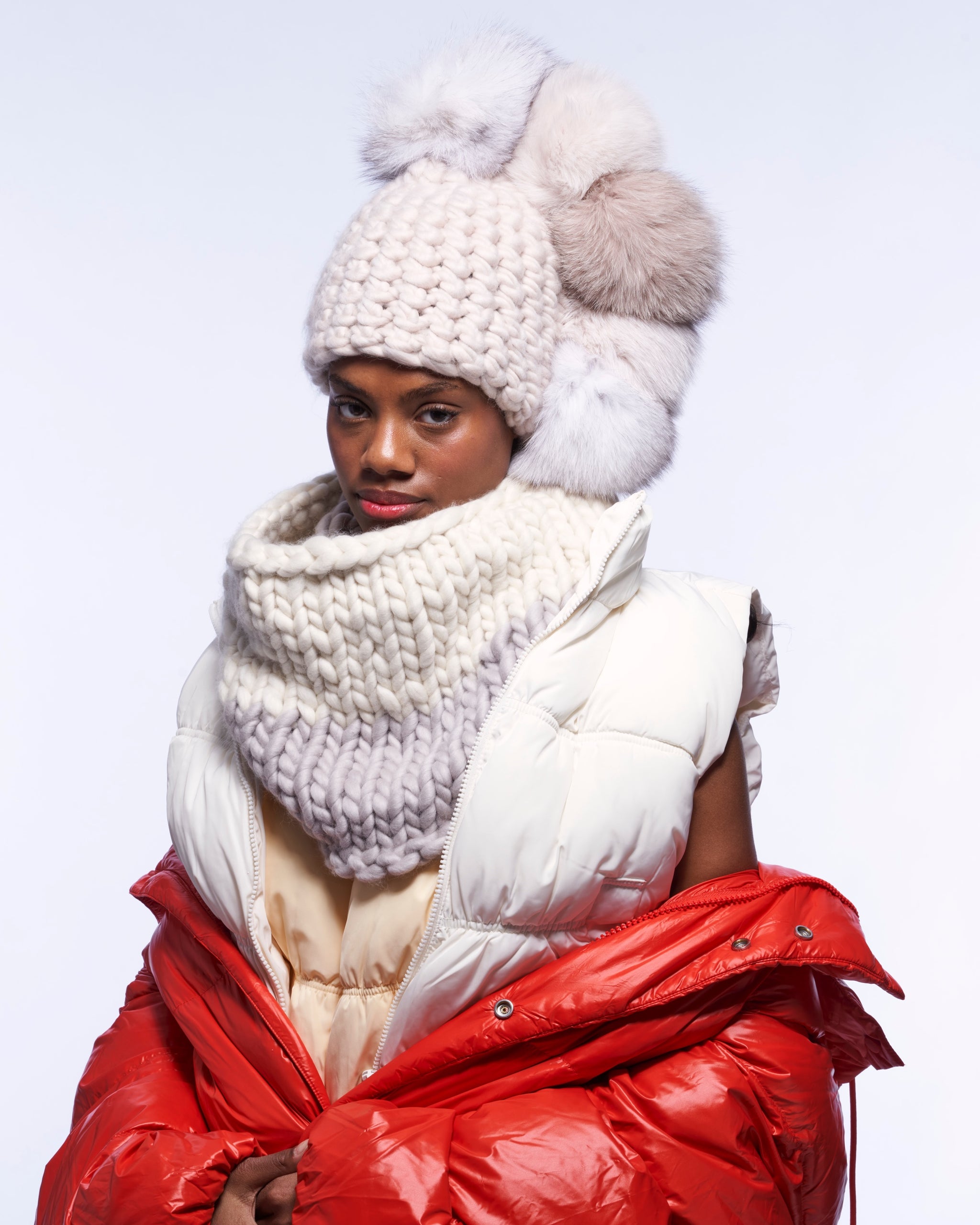 INNAT PUDDED SNOOD ネックウォーマー pewter | white large snood – Mischa Lampert