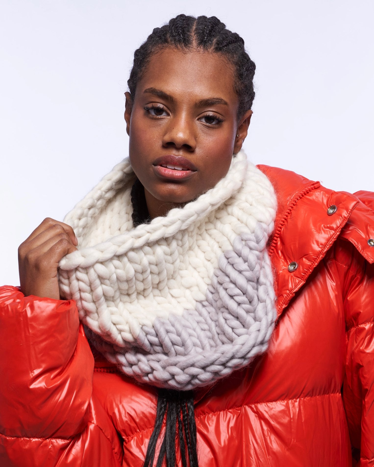 pewter and white large snood – Mischa Lampert