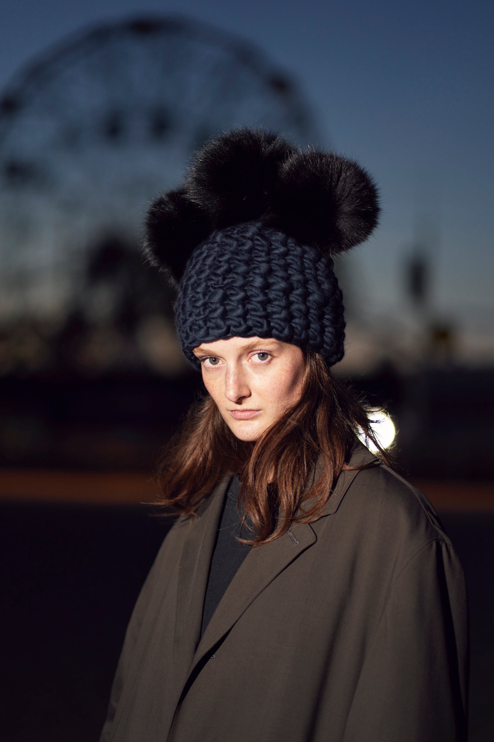 navy crown + black xl poms – Mischa Lampert display picture 2