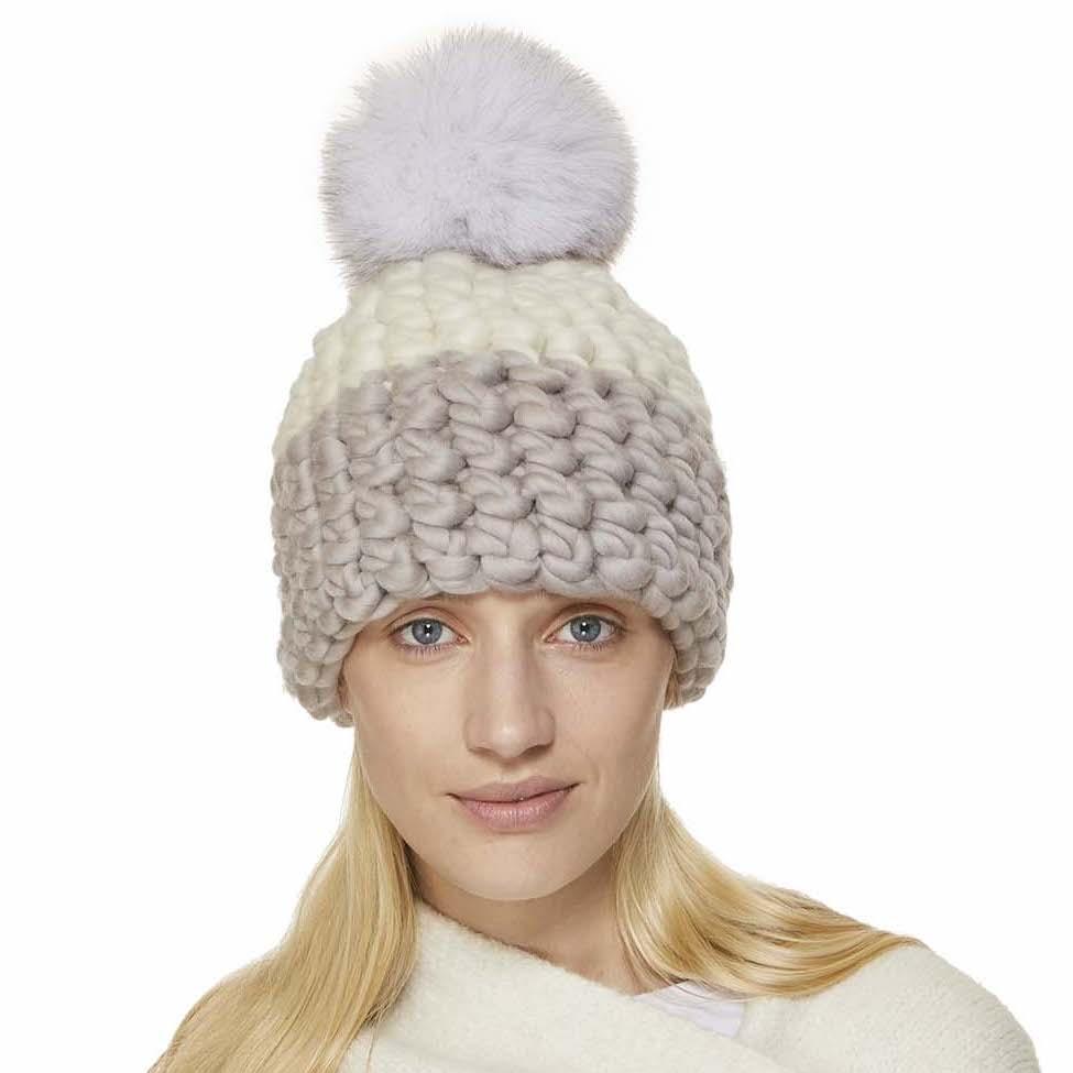 Hot Mischa Lampert Light Melange Deep Pom Beanie in Arctic Tan