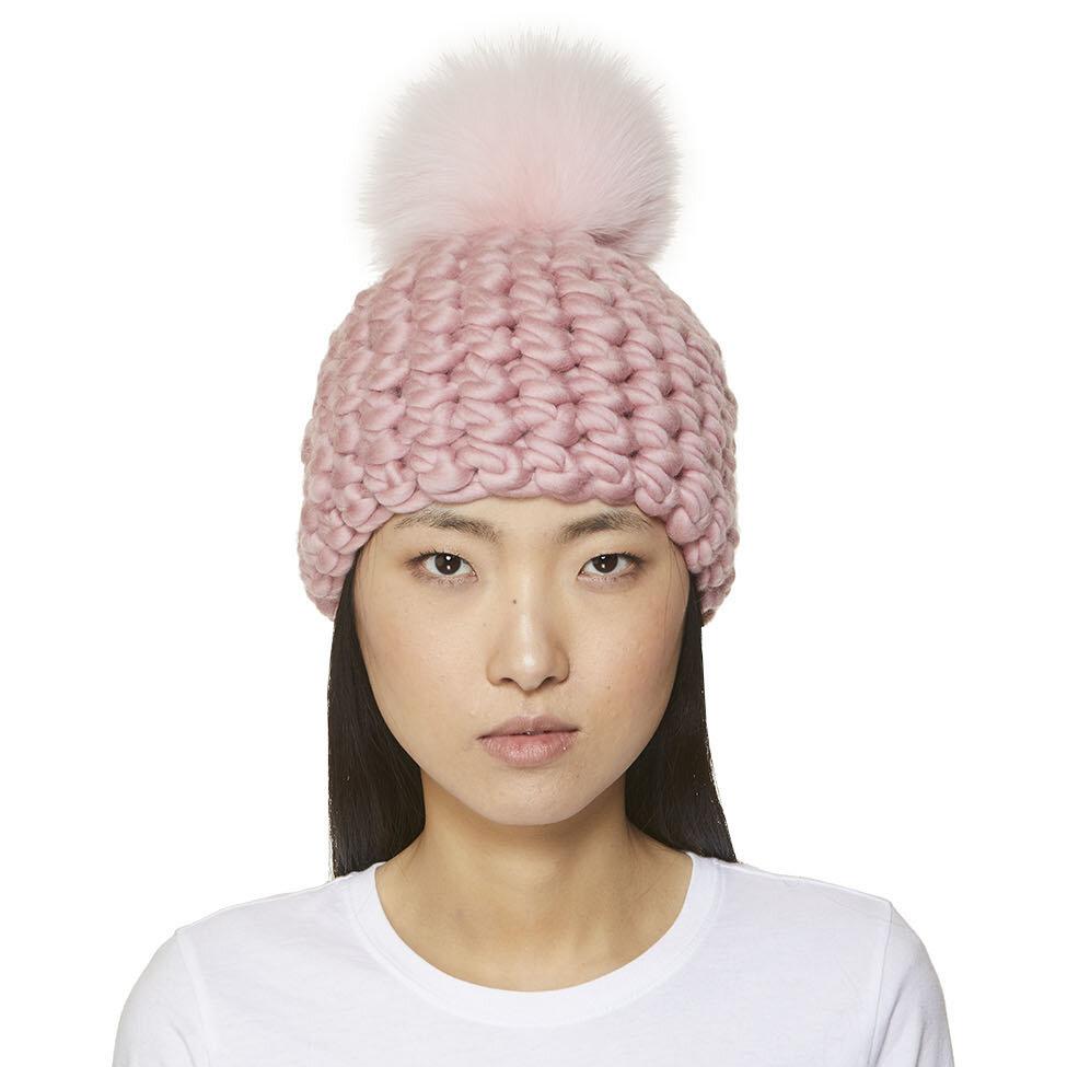 Mischa Lampert Baby Pink Beanie Pomster + Baby Pink XL Pom Deep dusty rose beanie pomster + baby pink xl pom – Mischa Lampert main image 2