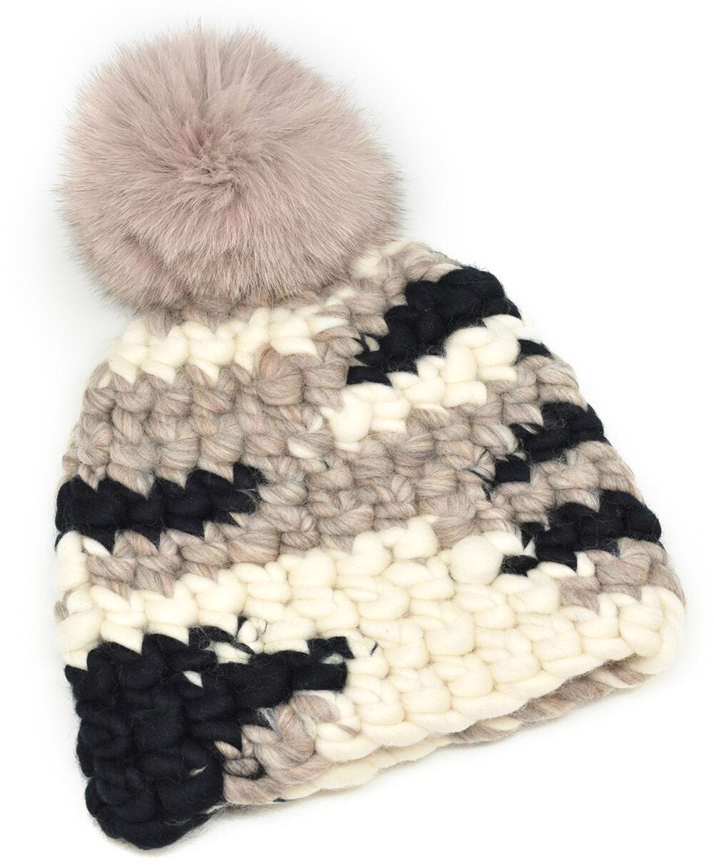 Mischa Lampert Light Melange Deep Pom Beanie in deals Arctic Tan