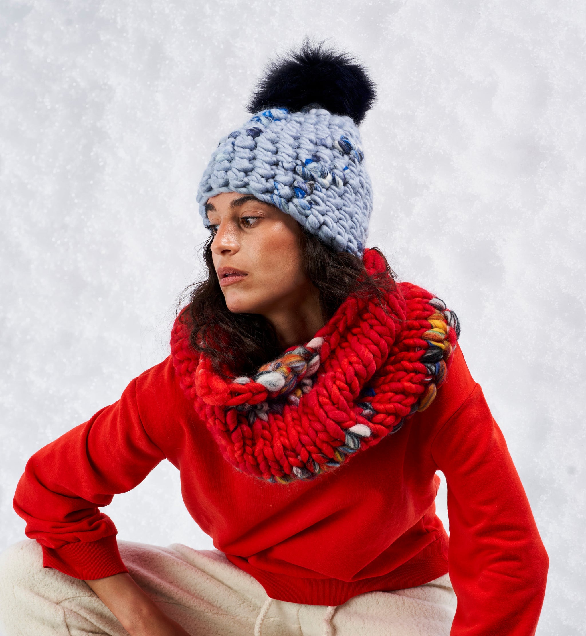 Mischa Lampert Handspun 100% Merino Wool Large Pom Pom Hat SOPHIE_494smaller2_1200x1200.  main image 2